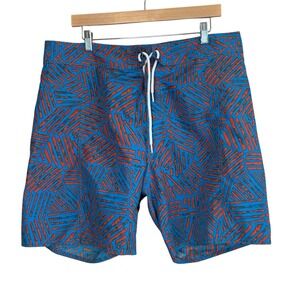 Trunks Surf & Swim Co. Mens Swimwear Blue Orange Size 36 Board Shorts Swim Beach